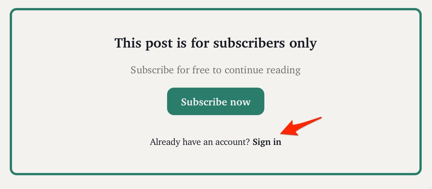 Image demonstrating the sign in where people can subscribe or log in