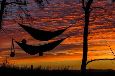 Peaceful sleeping in hammock