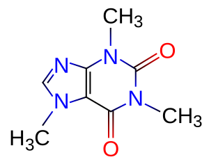Chemical structure of Caffeine. Français : Str...